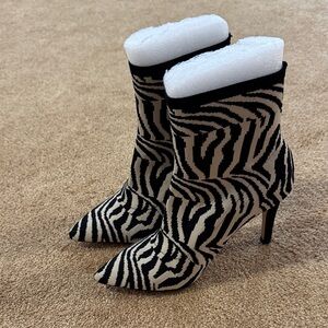MIA Black and White Zebra Heeled Boots